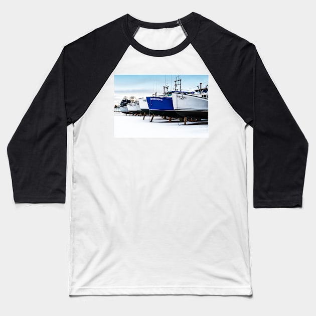 North Rustico Fishing Boats PEI 6 Baseball T-Shirt by Robert Alsop